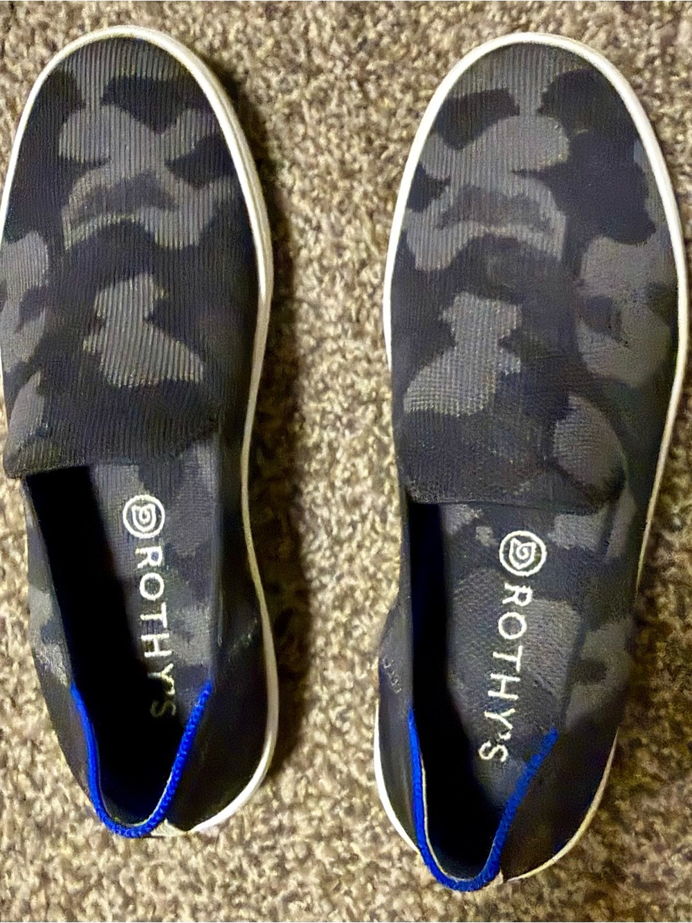 Rothy's Original Slip on Sneaker- black & grey camo size 8.5